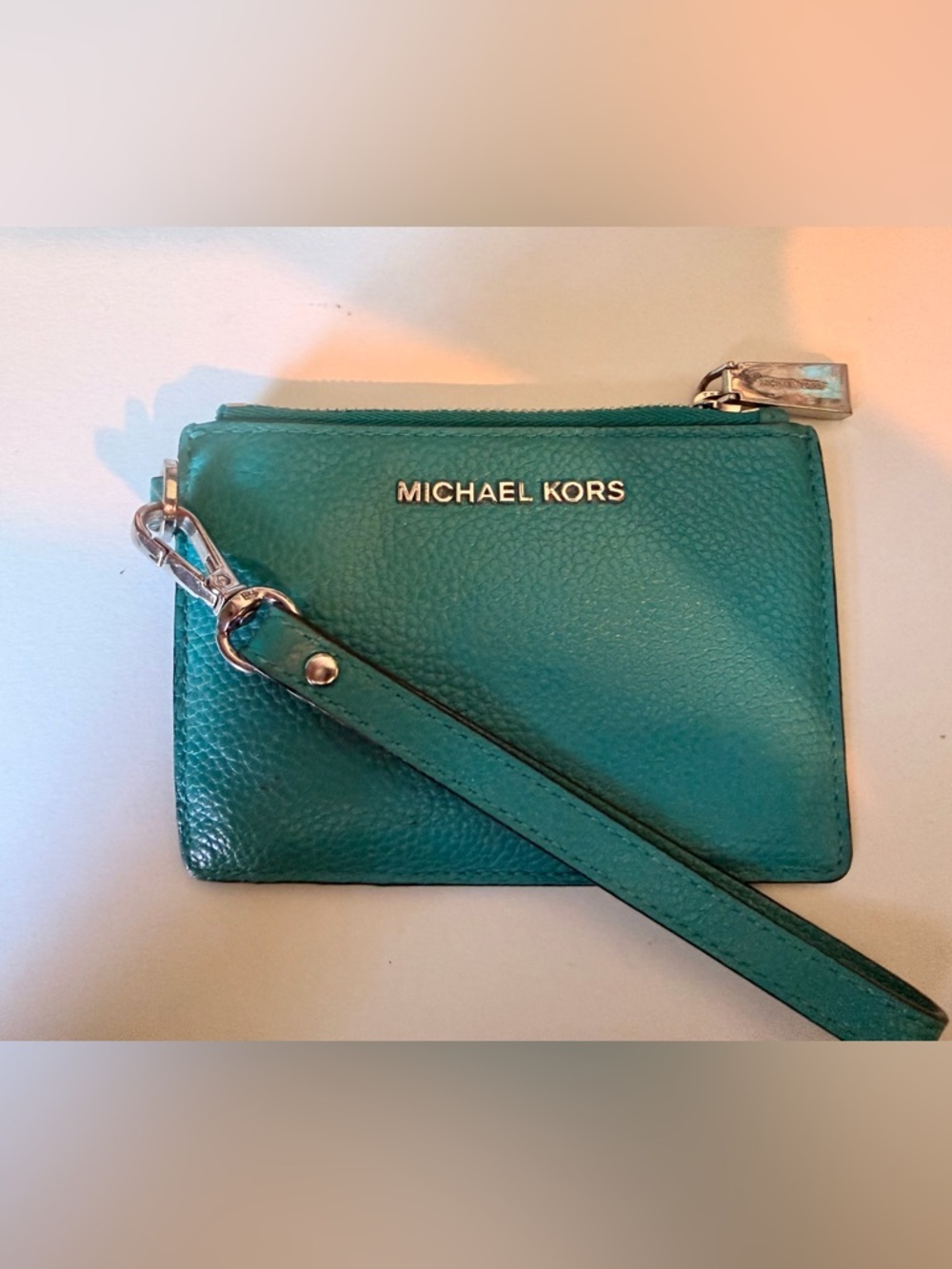 Michael Kors Teal Pebbled Leather Wristlet - Picture 1 of 2